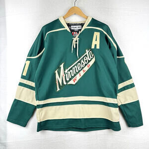 Reebok NHL Mens 48 Minnesota Wild Zach Parise #11 Hockey Jersey Stitched Strap